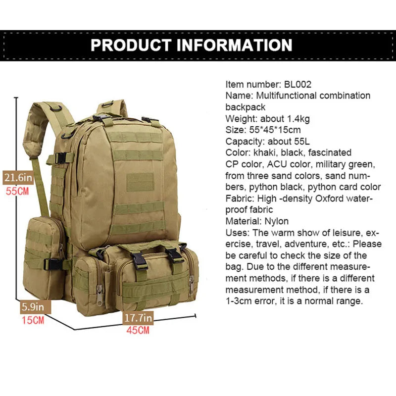 Large Capacity Tactical Backpack